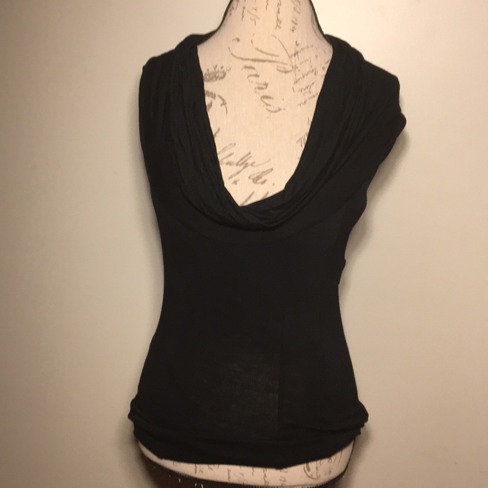 Free People black stretchy cowl neck tank top, S